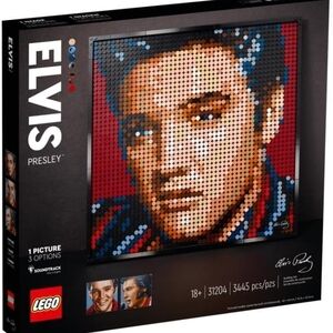 Lego Multicolor Mosaic Portrait in Red, Blue, Tan, Black